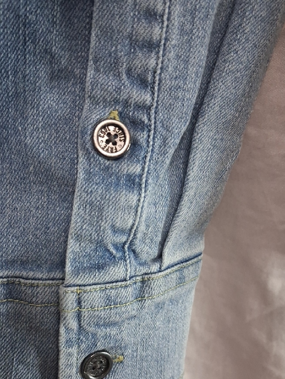 FRYE Light Wash Denim Western Shirt - Picture 6 of 9